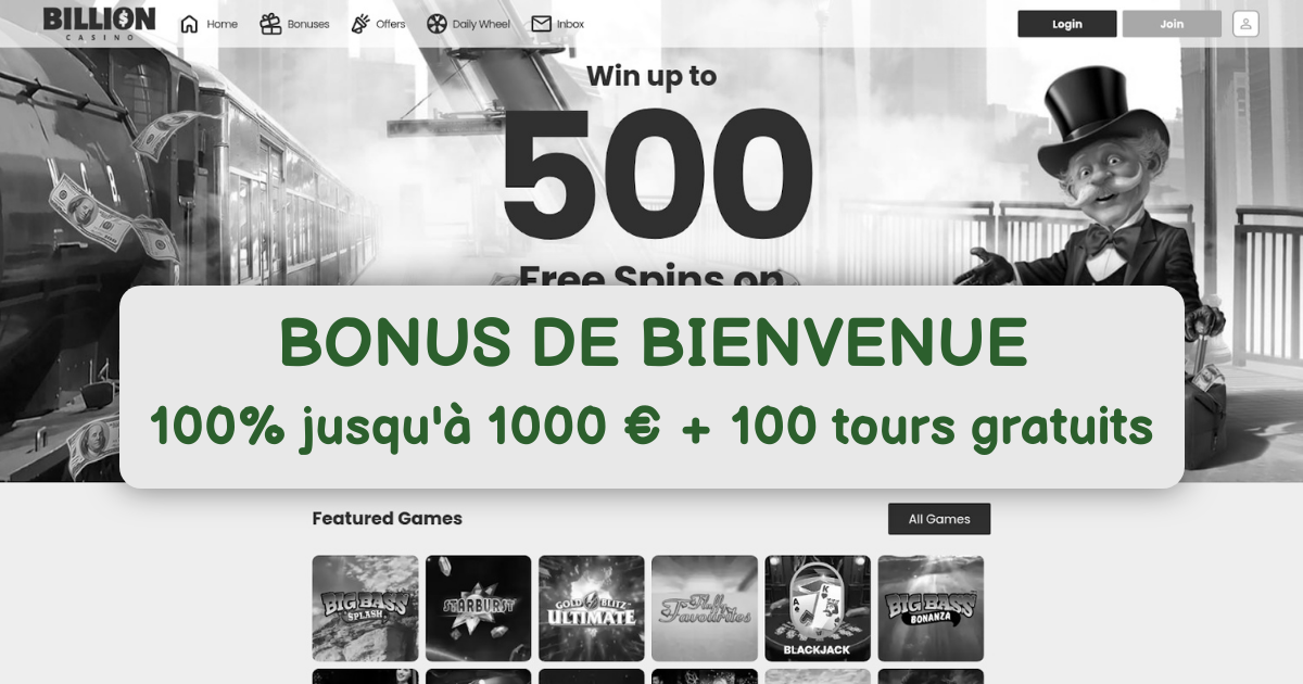 Billion Casino - Meilleurs jeux et Bonus 3000 EUR