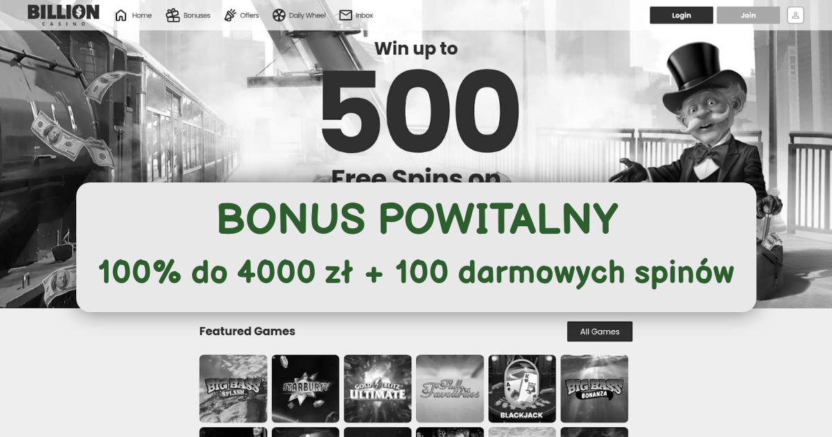 Billion Casino - Najlepsze gry online z bonusem 3000 PLN